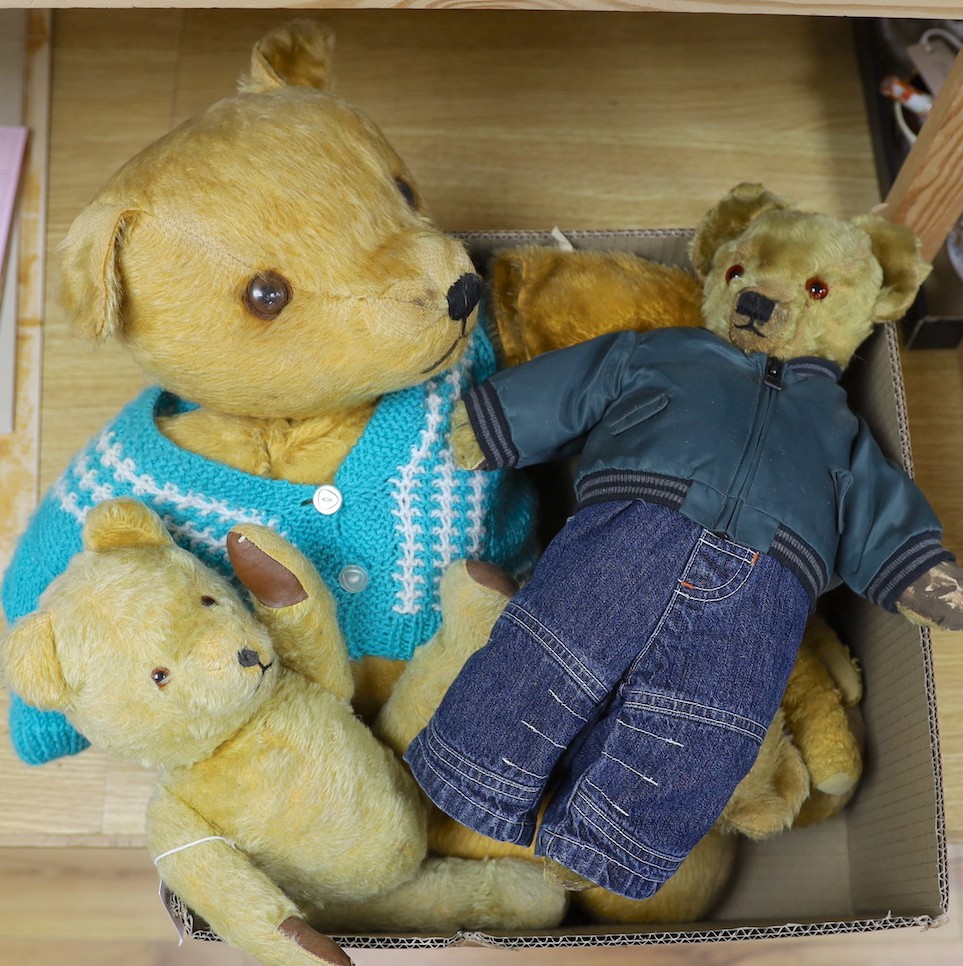 Six British Teddy Bears including Sooty puppet and Pedigree